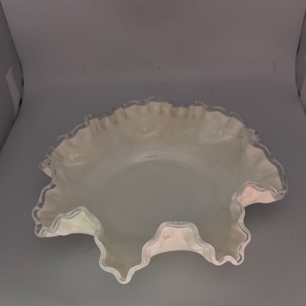 Elegant Fenton Silver Crest with Ruffled Glass Bowl